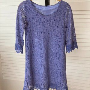 Women's DIVIDED Periwinkle Purple Fine Knit Lace Dress Size 6